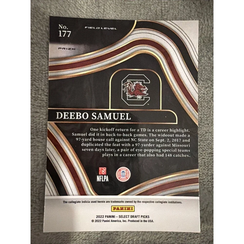 2022 Panini Select Draft Picks - Field Level Deebo Samuel #177 Red Lazer Prizm